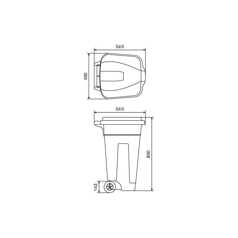 Bidone carrellato rosso 100 LT