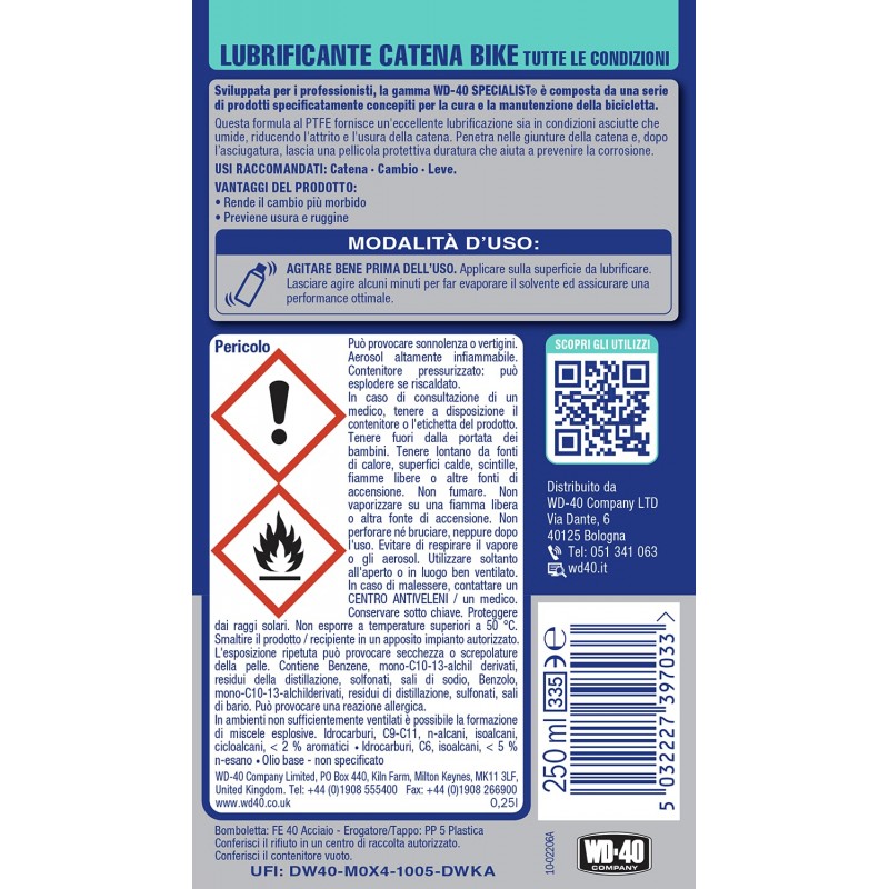 Lubrificante catena ogni condizione 250 Ml | WD-40