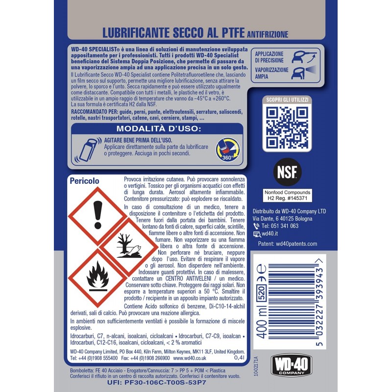 Lubrificante Secco Ptfe Ml 400 | WD-40