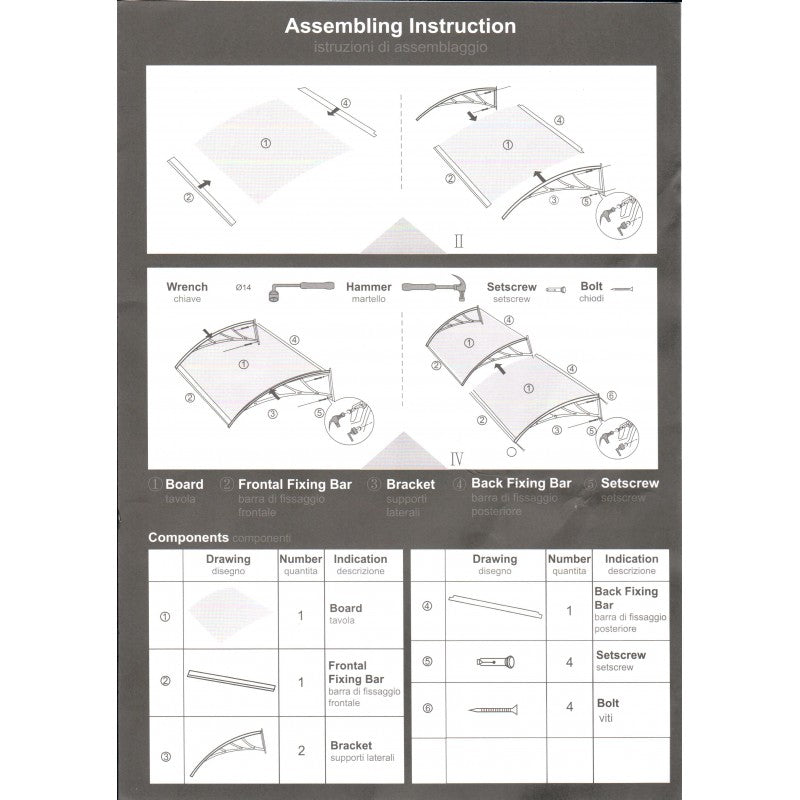 Pensilina trasparente in policarbonato Xone