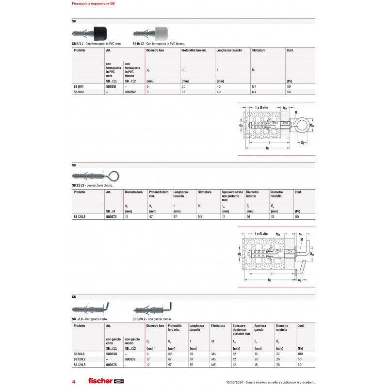 Tassello A Espansione In Nylon  SB 9