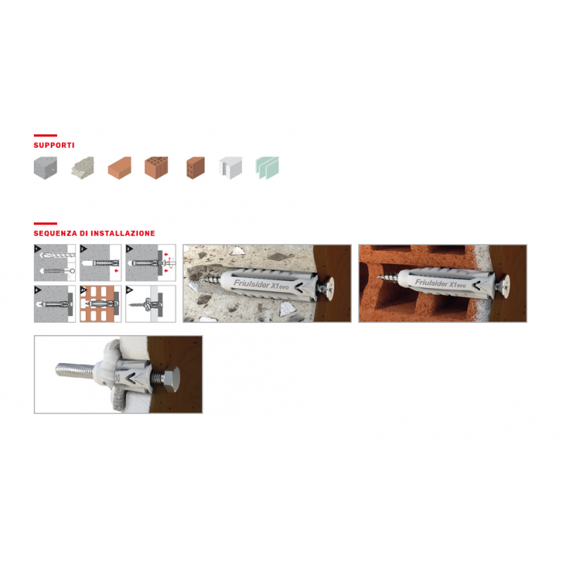 Tassello universale X1 EVO in Nylon a 4 settori